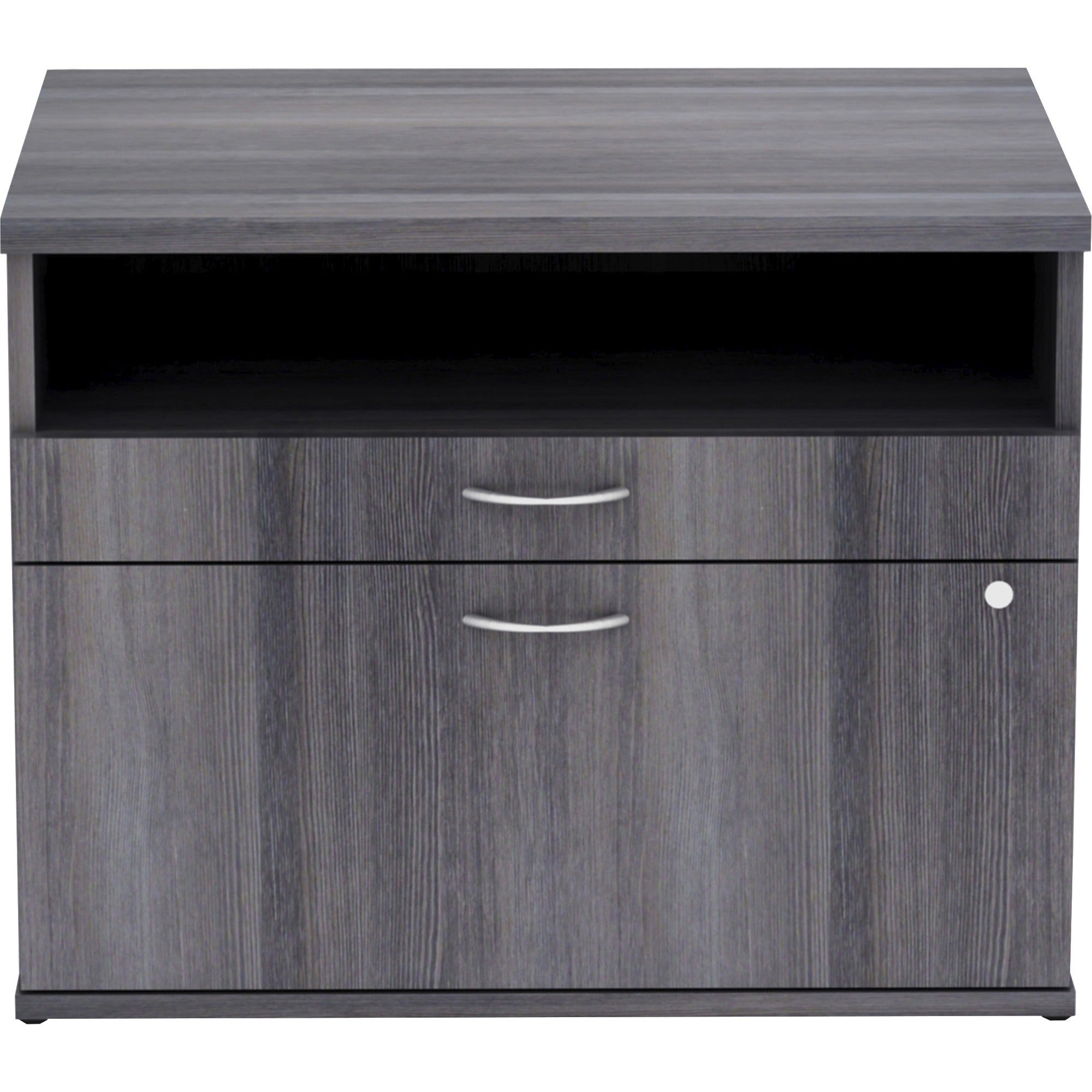 lorell-relevance-series-2-drawer-file-cabinet-credenza-w-open-shelf-295-x-22231-2-x-file-drawers-1-shelves-finish-charcoal-laminate_llr16213 - 2