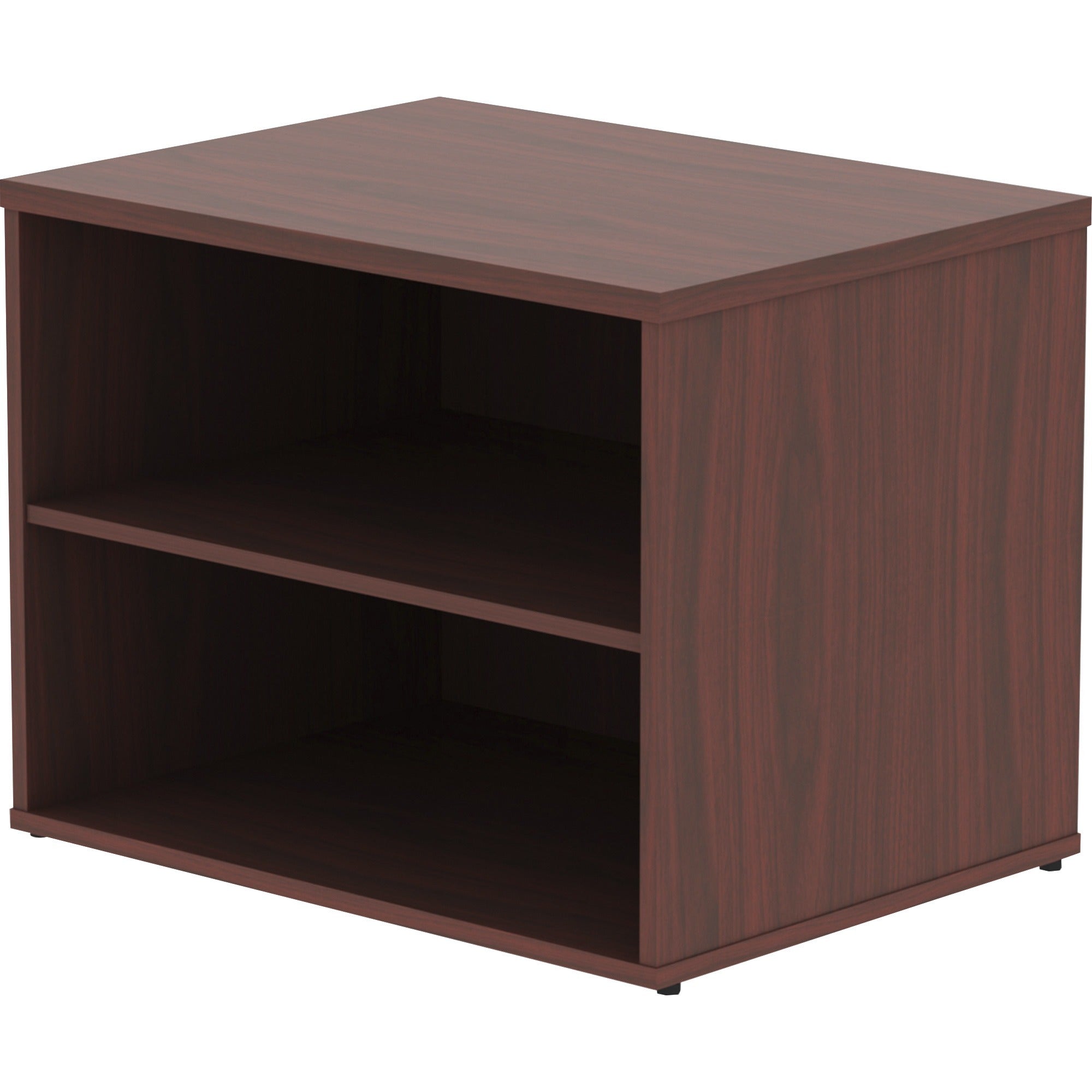 Lorell Relevance Series Storage Cabinet Credenza w/No Doors - 29.5" x 22"23.1" - 2 Shelve(s) - Finish: Mahogany, Laminate - 3