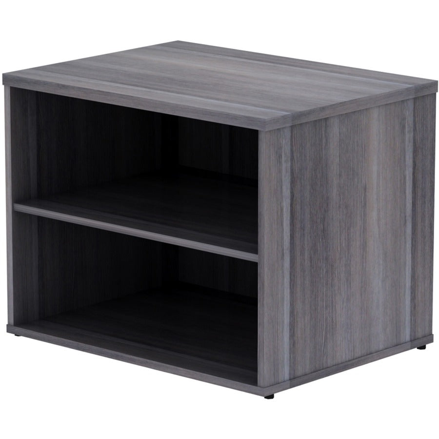 Lorell Relevance Series Storage Cabinet Credenza w/No Doors - 29.5" x 22"23.1" - 2 Shelve(s) - Finish: Weathered Charcoal, Laminate