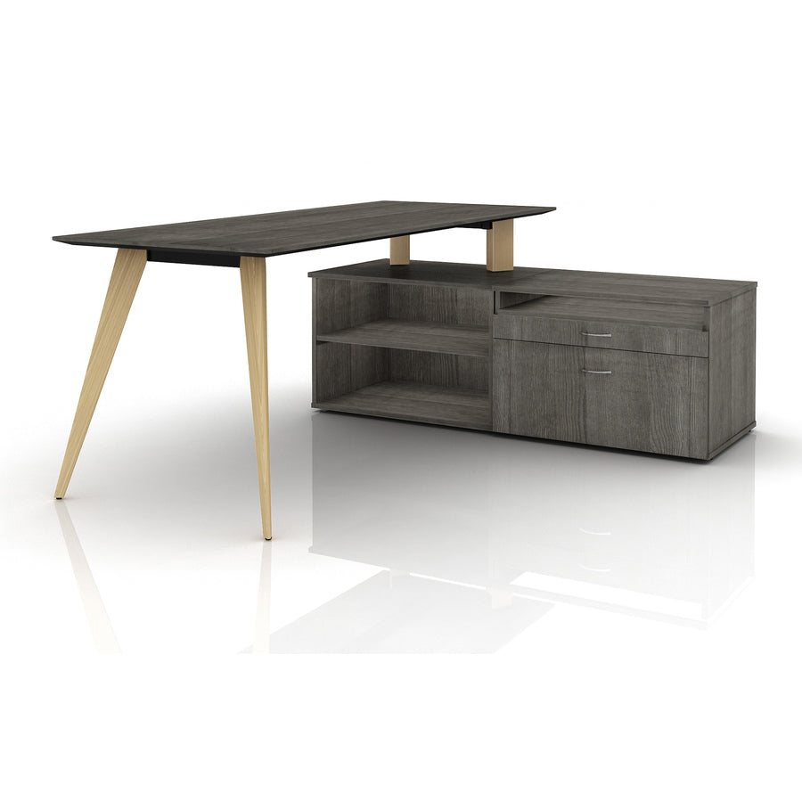 Lorell Relevance Series Storage Cabinet Credenza w/No Doors - 29.5" x 22"23.1" - 2 Shelve(s) - Finish: Weathered Charcoal, Laminate