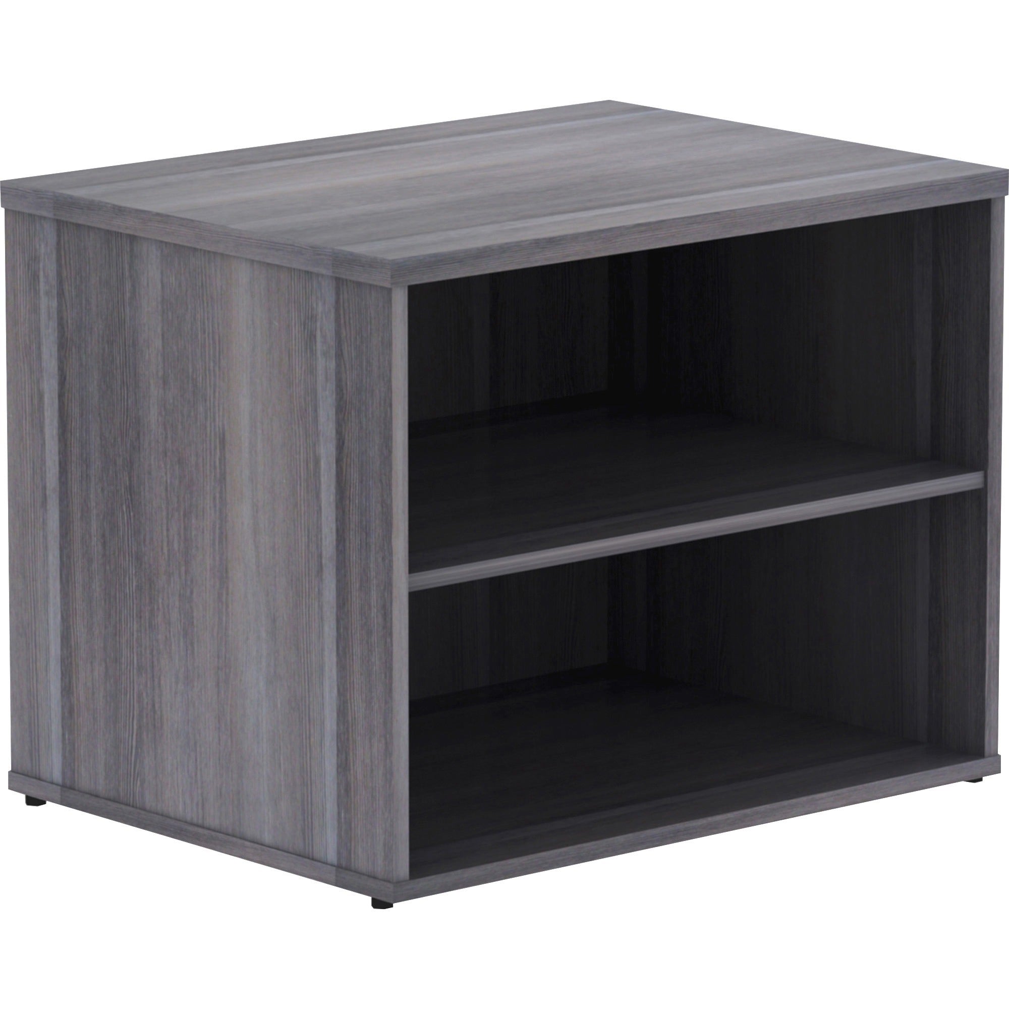 lorell-relevance-series-storage-cabinet-credenza-w-no-doors-295-x-22231-2-shelves-finish-weathered-charcoal-laminate_llr16215 - 1