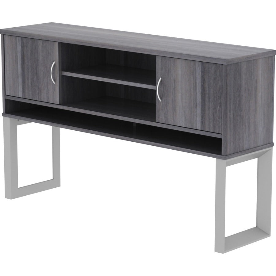 Lorell Relevance Series Freestanding Hutch - 59" x 15"36" - 3 Shelve(s) - Finish: Charcoal, Laminate