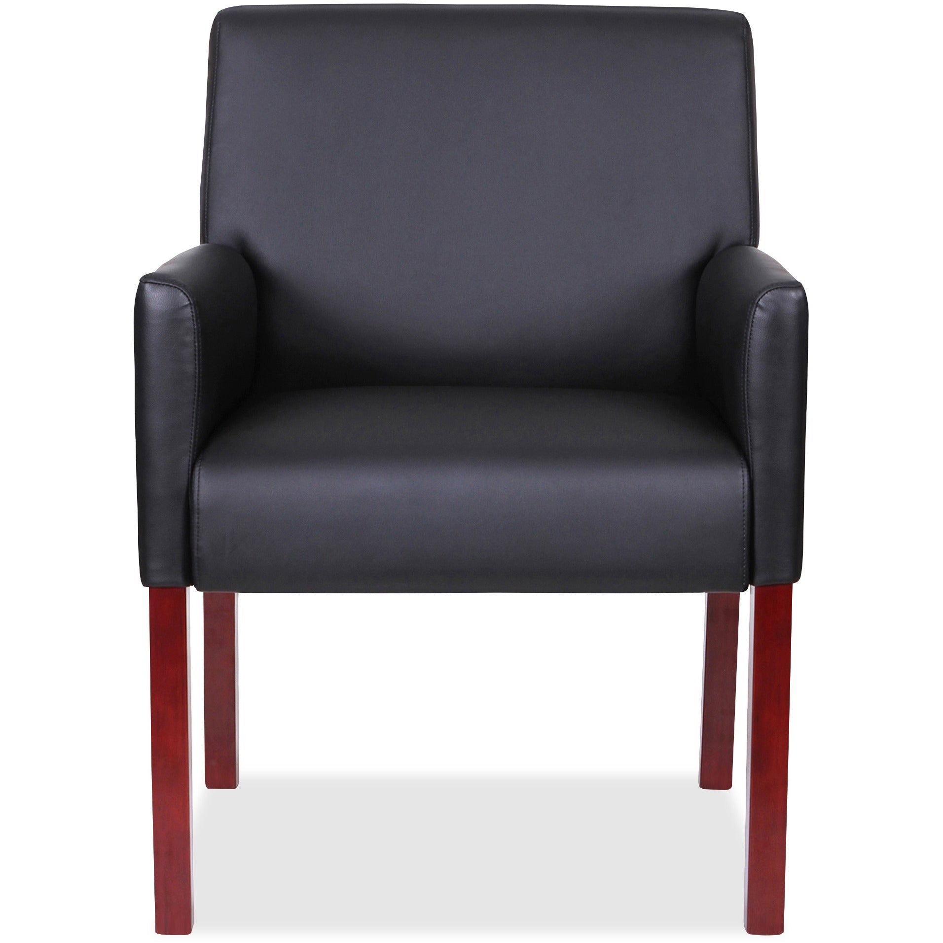 lorell-full-sided-upholstered-arms-guest-chair-black-leather-seat-black-leather-back-mahogany-wood-frame-1-each_llr20027 - 2
