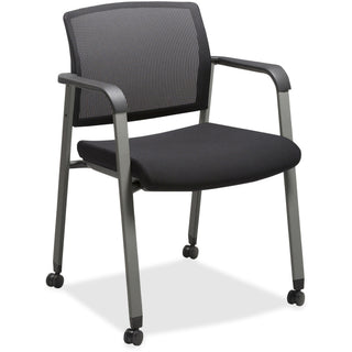 lorell-mesh-back-guest-chair-with-casters-black-fabric-seat-high-back-square-base-1-each_llr30953 - 1