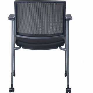 Lorell Mesh Back Guest Chair with Casters - Black Fabric Seat - High Back - Square Base - 1 Each