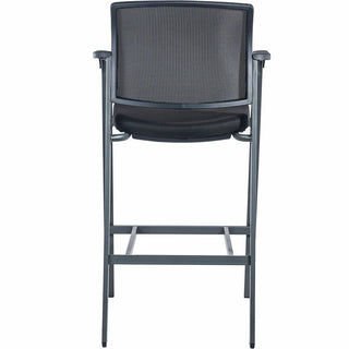 Lorell Mesh Back Guest Stool with Arms - Black Fabric Seat - Square Base - 1 Each