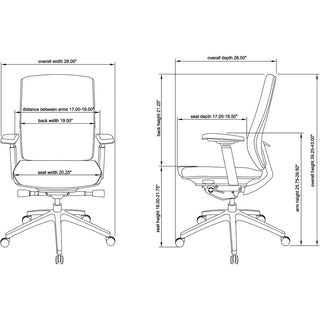 Lorell Premium Mid-Back Chair with Adjustable Arms - Black Fabric Seat - Black Fabric Back - Mid Back - 5-star Base - Armrest - 1 Each