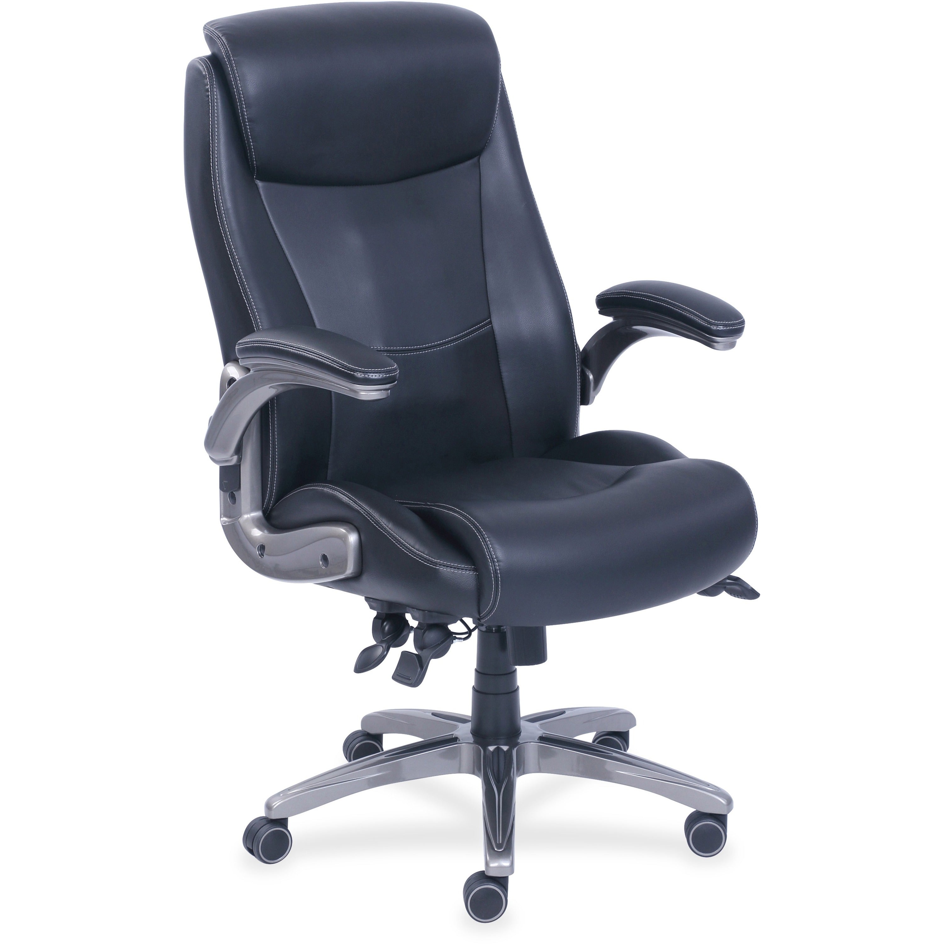 lorell-wellness-by-design-revive-executive-office-chair-black-bonded-leather-seat-black-bonded-leather-back-5-star-base-1-each_llr48730 - 1