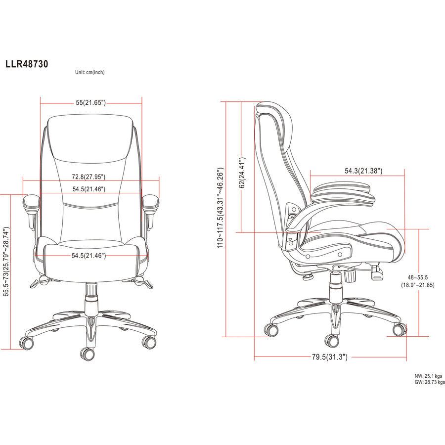 lorell-wellness-by-design-revive-executive-office-chair-black-bonded-leather-seat-black-bonded-leather-back-5-star-base-1-each_llr48730 - 6
