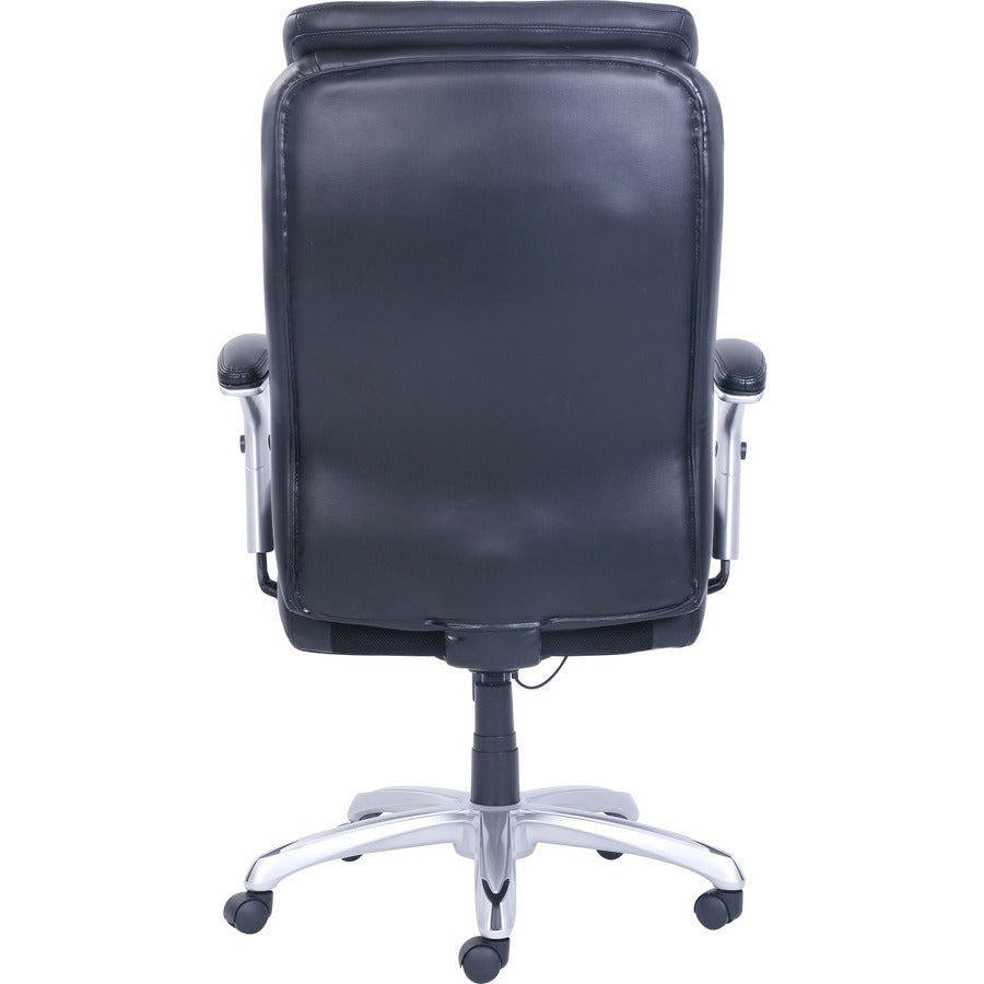 Lorell Wellness by Design Big & Tall Chair with Flexible Air Technology - Black Bonded Leather Seat - Black Bonded Leather Back - 5-star Base - Armrest - 1 Each