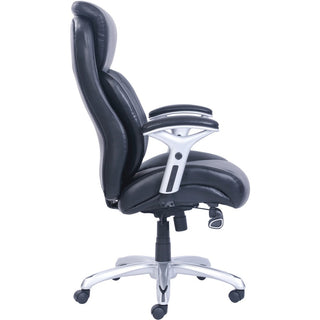 Lorell Wellness by Design Big & Tall Chair with Flexible Air Technology - Black Bonded Leather Seat - Black Bonded Leather Back - 5-star Base - Armrest - 1 Each