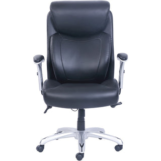 Lorell Wellness by Design Big & Tall Chair with Flexible Air Technology - Black Bonded Leather Seat - Black Bonded Leather Back - 5-star Base - Armrest - 1 Each