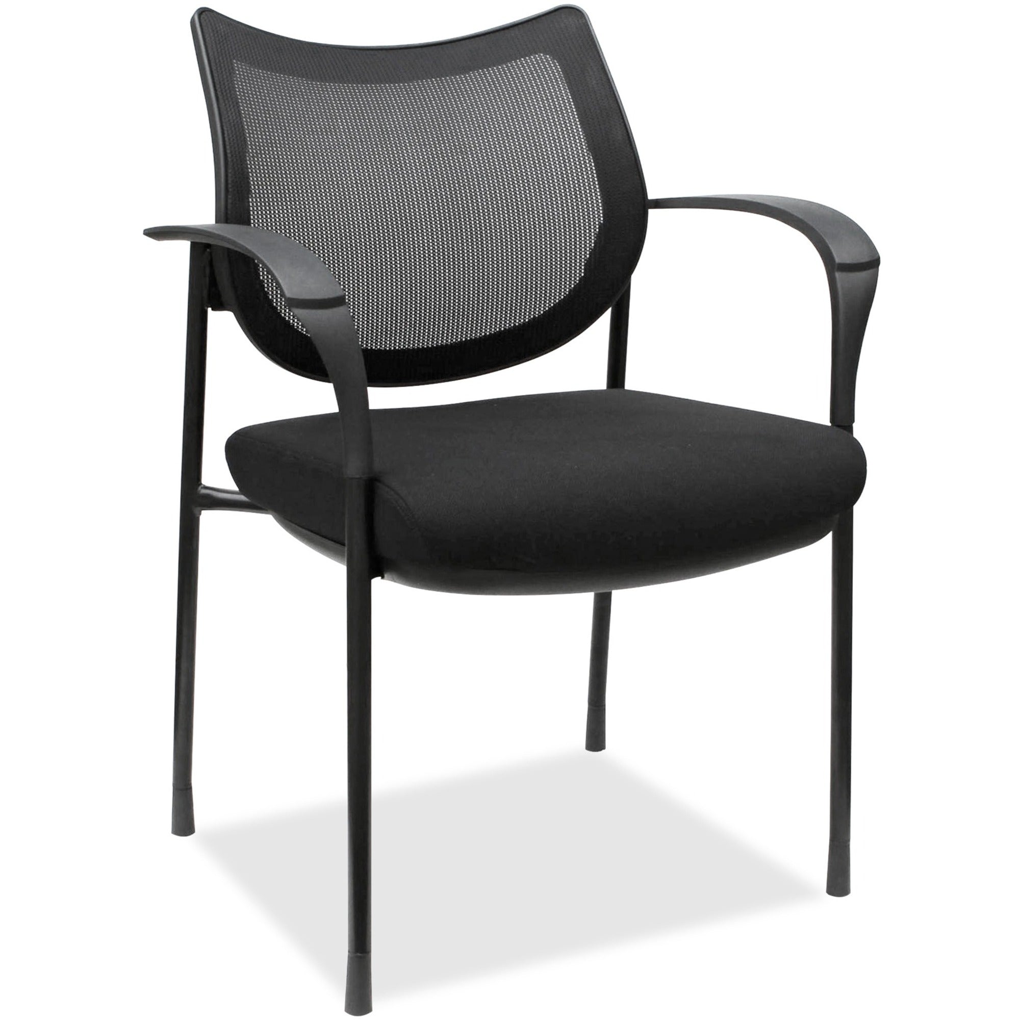 lorell-mesh-back-guest-chair-with-arms-fabric-seat-plastic-frame-four-legged-base-black-armrest-1-each_llr60511 - 1