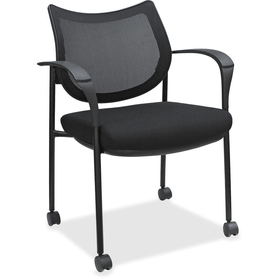 lorell-mesh-back-guest-chair-with-arms-fabric-seat-plastic-frame-four-legged-base-black-armrest-1-each_llr60511 - 2