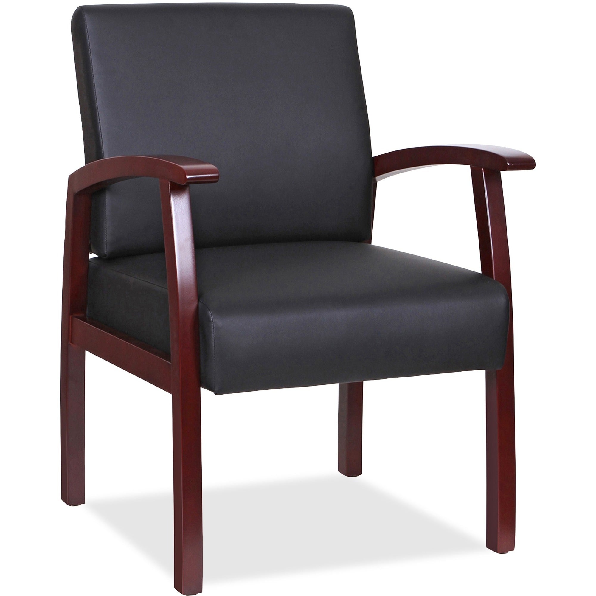 lorell-thickly-padded-guest-chair-mahogany-wood-frame-four-legged-base-black-leather-armrest-1-each_llr68556 - 1