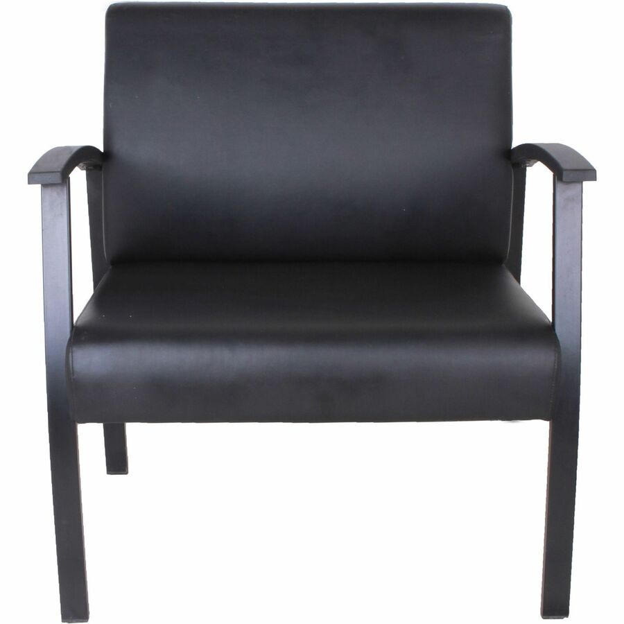 Lorell Big & Tall Guest Chair - Steel Frame - Four-legged Base - Black - Bonded Leather - Armrest - 1 Each