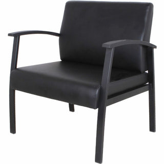 Lorell Big & Tall Guest Chair - Steel Frame - Four-legged Base - Black - Bonded Leather - Armrest - 1 Each