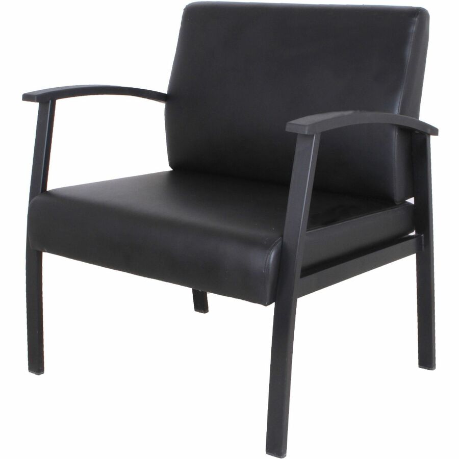 Lorell Big & Tall Guest Chair - Steel Frame - Four-legged Base - Black - Bonded Leather - Armrest - 1 Each