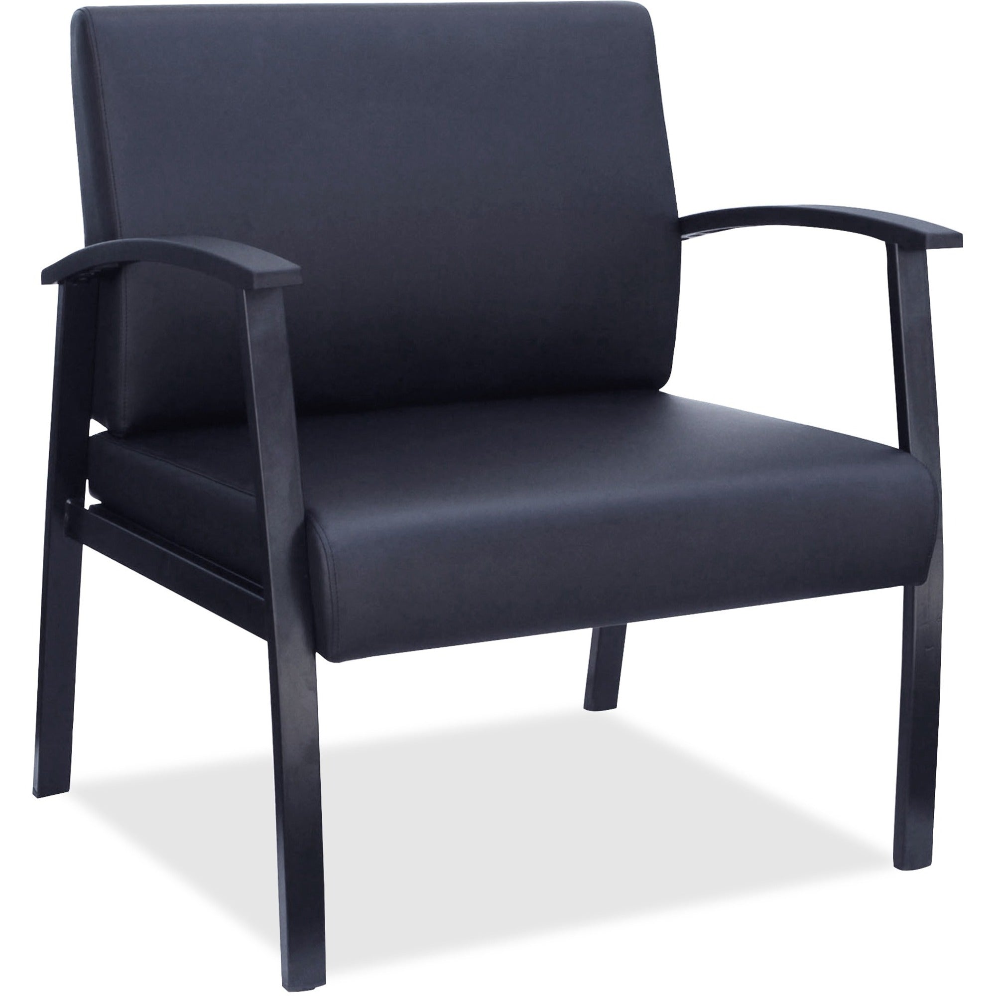 lorell-big-&-tall-guest-chair-steel-frame-four-legged-base-black-bonded-leather-armrest-1-each_llr68557 - 1