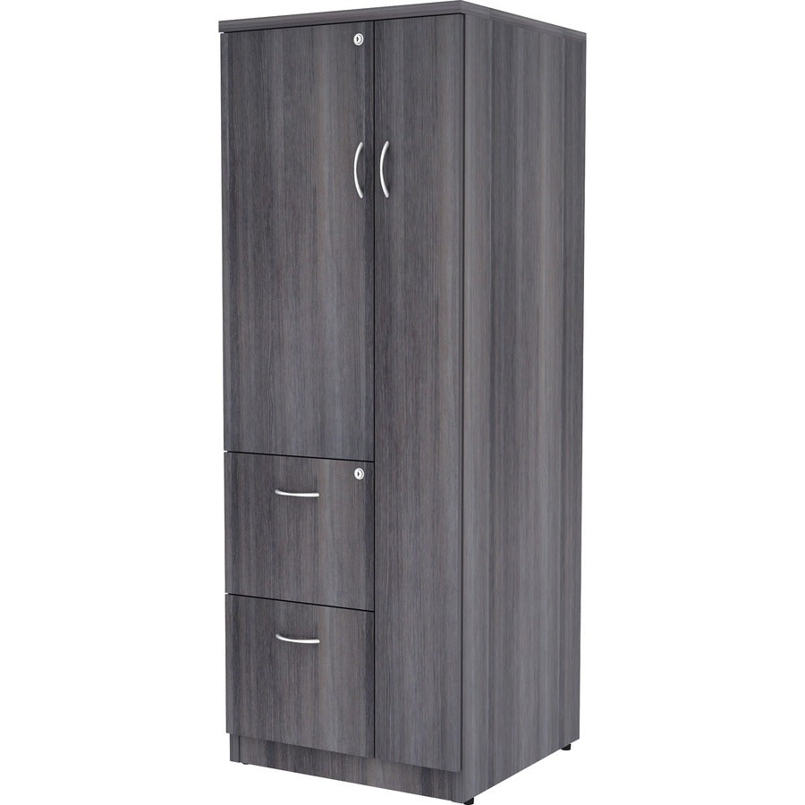 Lorell Essentials/Revelance Tall Storage Cabinet - 23.6" x 23.6"65.6" - 2 Drawer(s) - 2 Shelve(s) - Material: Medium Density Fiberboard (MDF), Particleboard - Finish: Weathered Charcoal - Abrasion Resistant