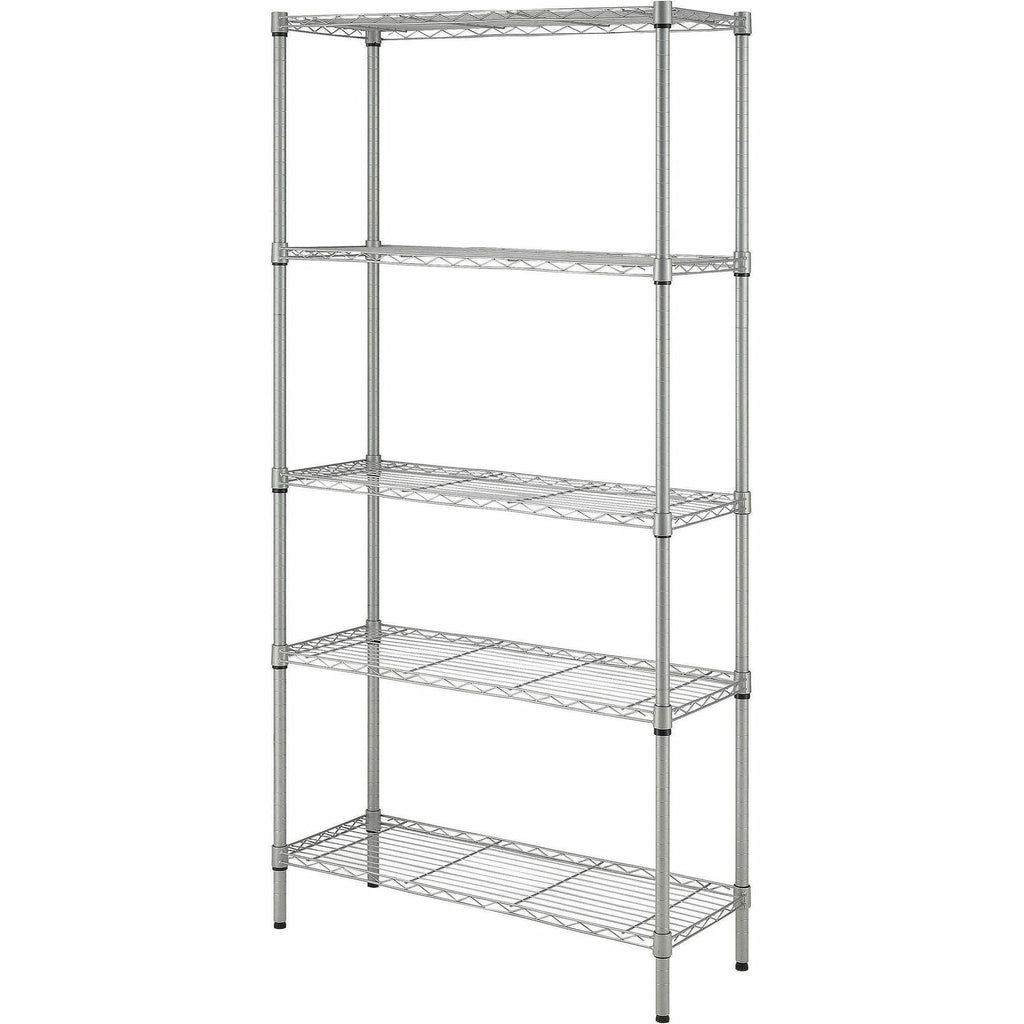 Lorell Light-Duty Wire Shelving - 5 Tier(s) - 72" Height x 36" Width x 14" DepthFloor - Epoxy - Silver - Plastic, Metal, Steel - 1 Each