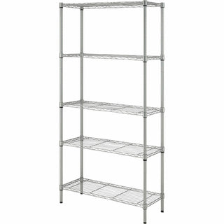 Lorell Light-Duty Wire Shelving - 5 Tier(s) - 72" Height x 36" Width x 14" DepthFloor - Epoxy - Silver - Plastic, Metal, Steel - 1 Each