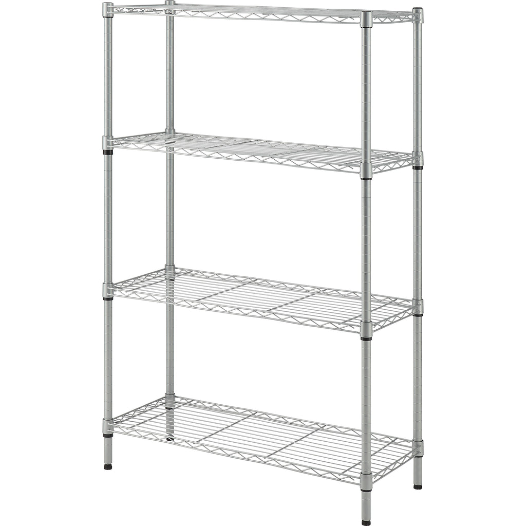 lorell-light-duty-wire-shelving-4-tiers-54-height-x-36-width-x-14-depthfloor-sturdy-epoxy-silver-plastic-metal-steel-1-each_llr70063 - 1