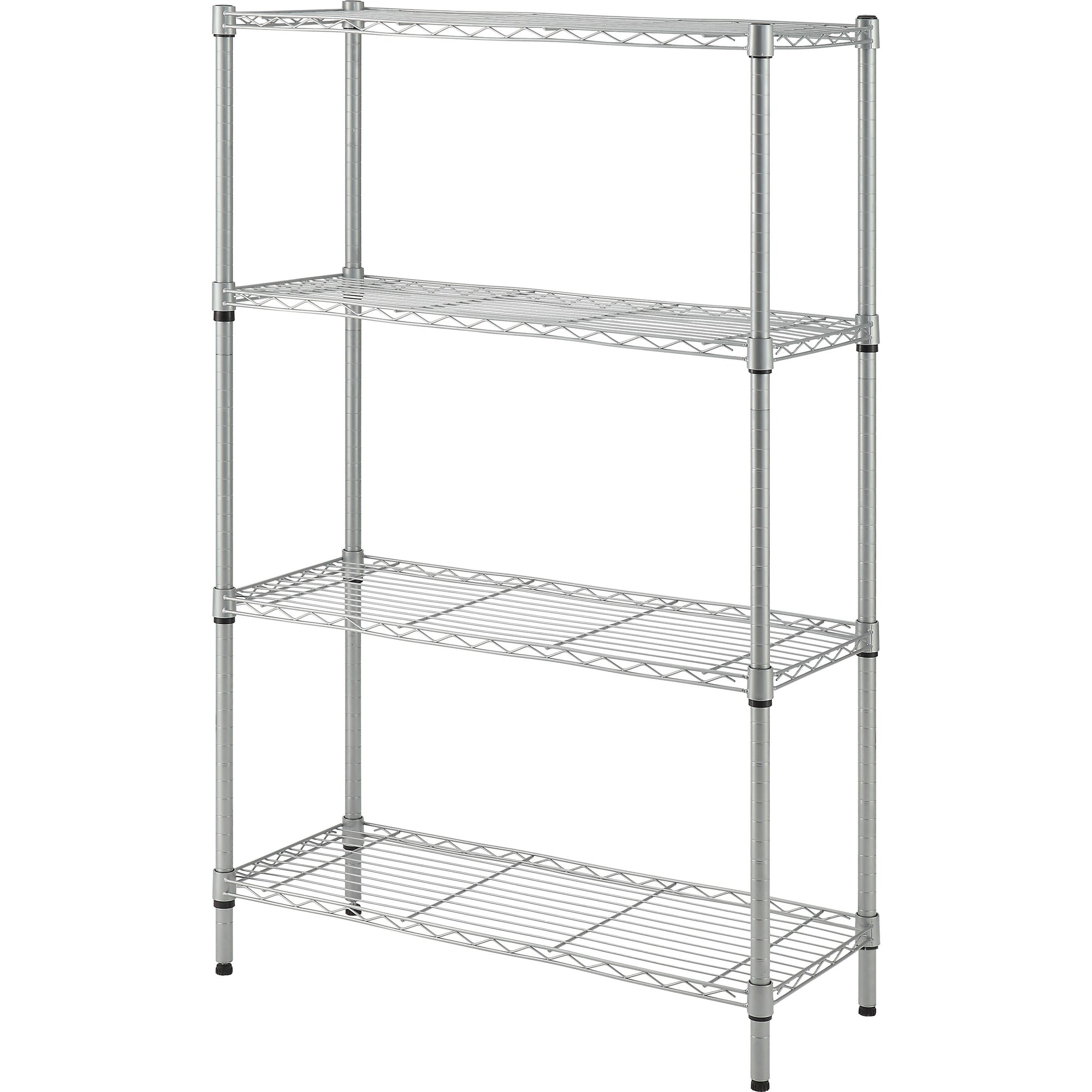 lorell-light-duty-wire-shelving-4-tiers-54-height-x-36-width-x-14-depthfloor-sturdy-epoxy-silver-plastic-metal-steel-1-each_llr70063 - 1
