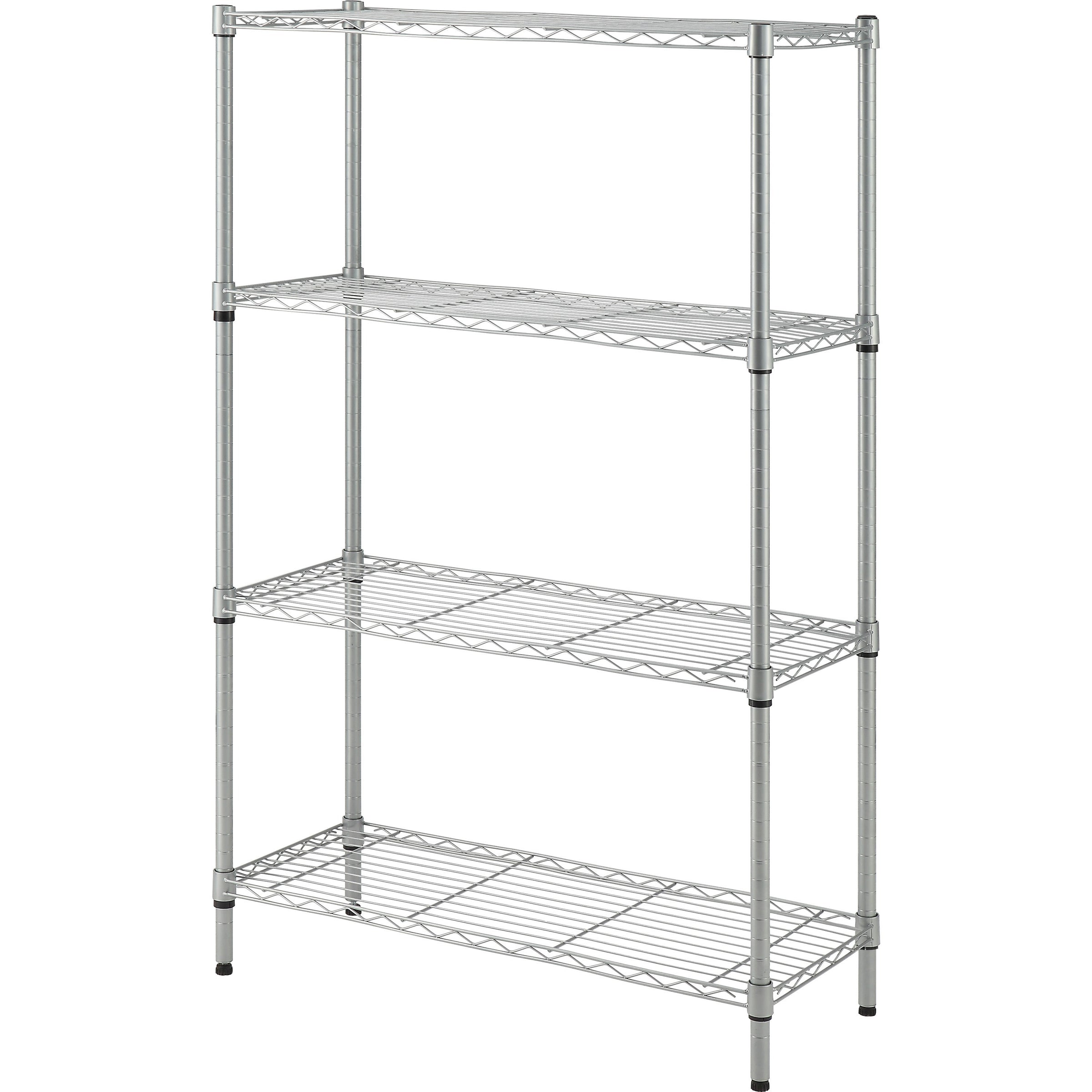 lorell-light-duty-wire-shelving-4-tiers-54-height-x-36-width-x-14-depthfloor-sturdy-epoxy-silver-plastic-metal-steel-1-each_llr70063 - 1