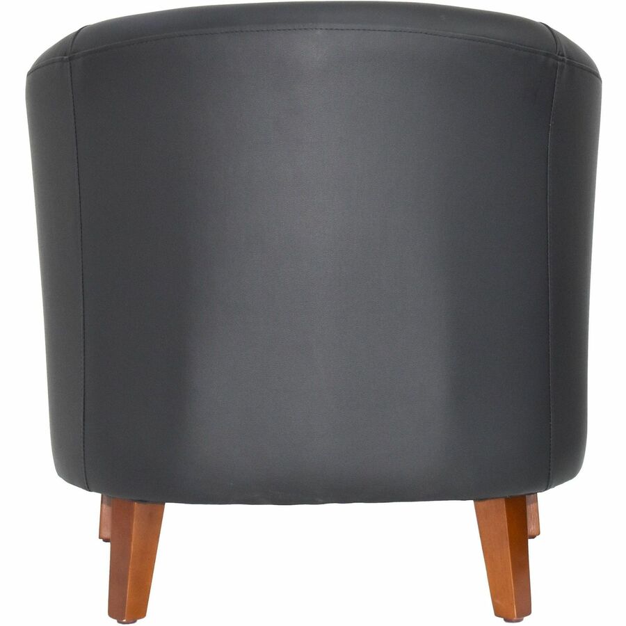 Lorell Barrel Armchair - Four-legged Base - Black - Bonded Leather - Armrest - 1 Each