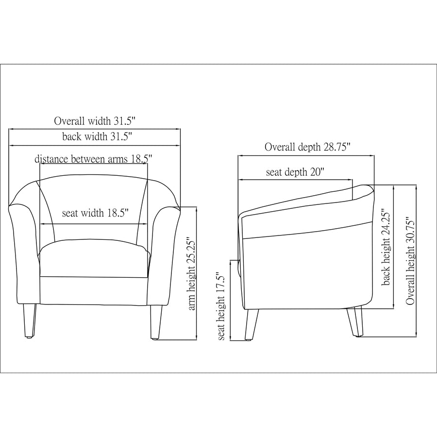 lorell-barrel-armchair-four-legged-base-black-bonded-leather-armrest-1-each_llr82098 - 2
