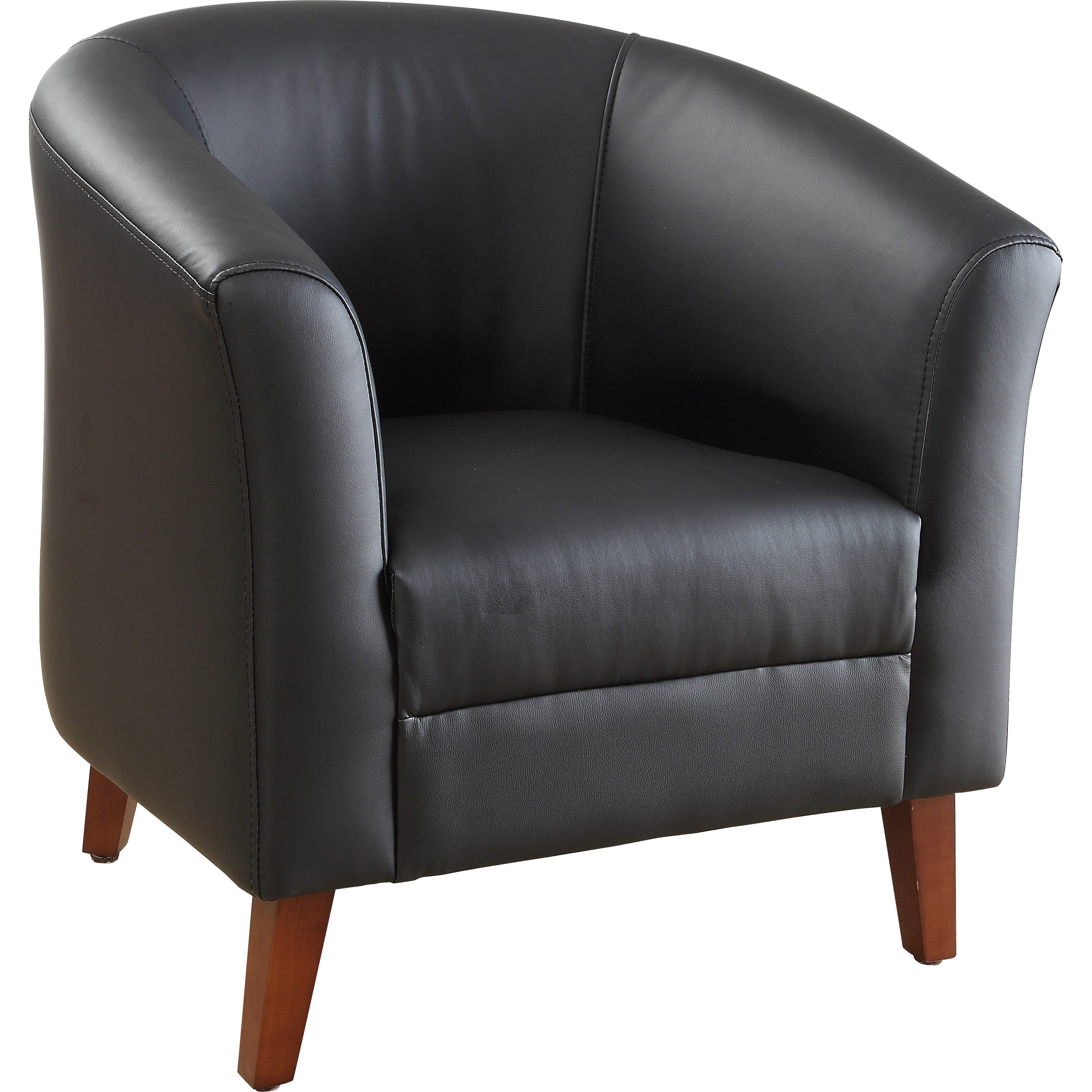 lorell-barrel-armchair-four-legged-base-black-bonded-leather-armrest-1-each_llr82098 - 1