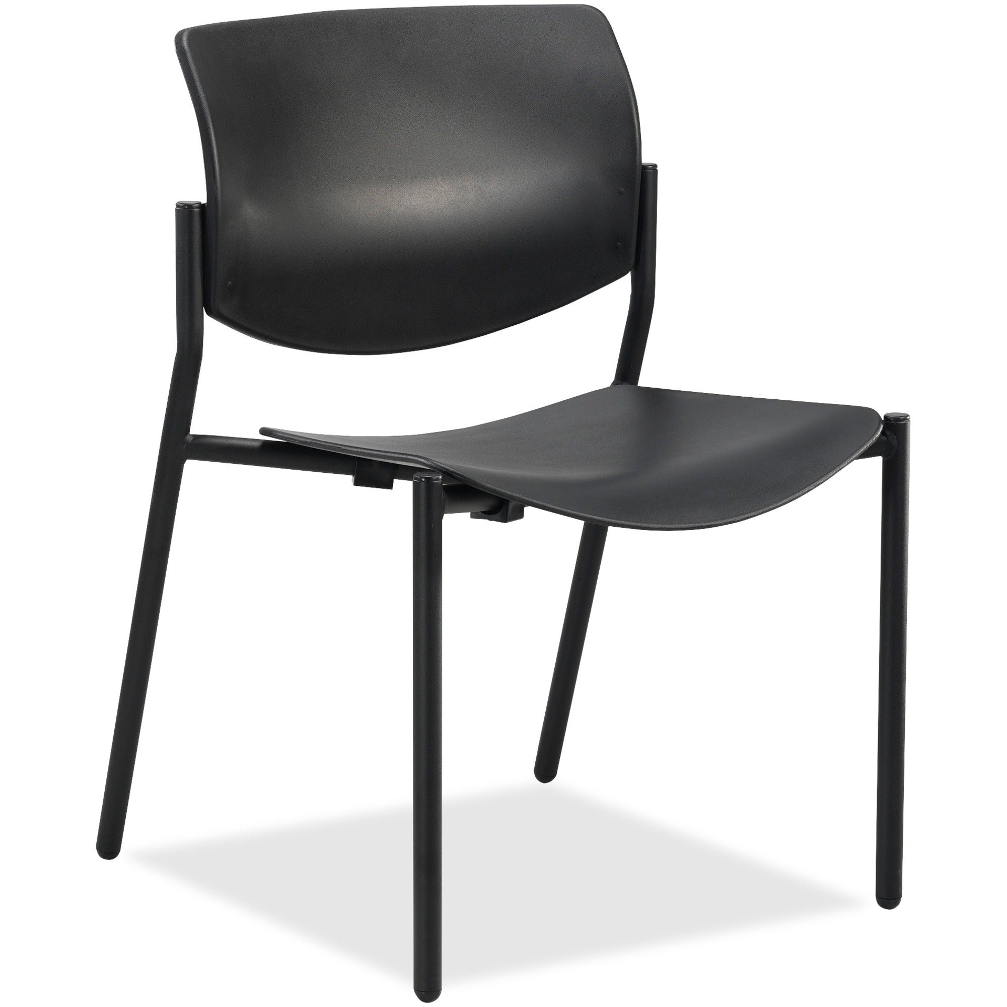 lorell-advent-molded-stack-chairs-black-plastic-seat-black-plastic-back-black-powder-coated-tubular-steel-frame-four-legged-base-2-carton_llr83113 - 1