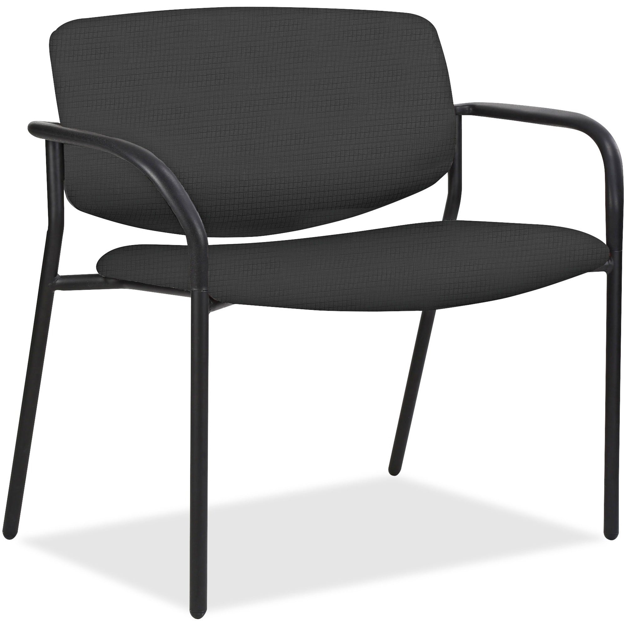 Lorell Avent Big & Tall Upholstered Guest Chair with Arms - Ash Steel, Crepe Fabric Seat - Ash Steel Back - Powder Coated, Black Tubular Steel Frame - Four-legged Base - Armrest - 1 Each