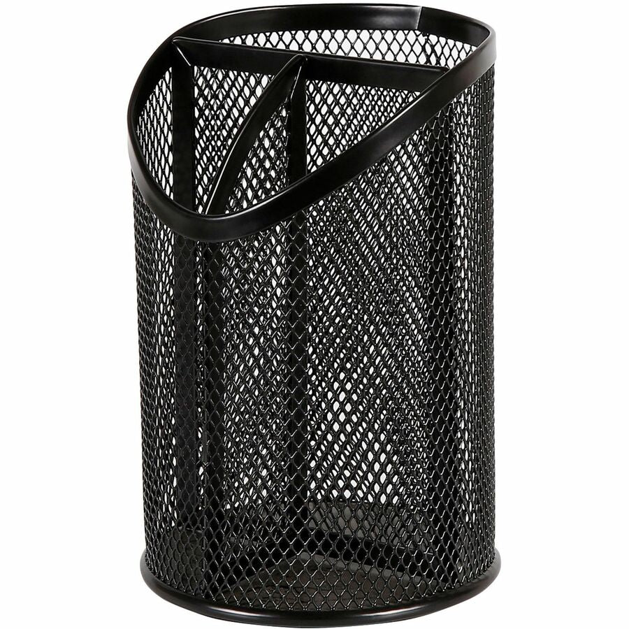 Lorell Mesh Desktop Organizer - 6.1" Height x 4.1" Width4.1" Length%Desktop - Black - Metal - 1 Each