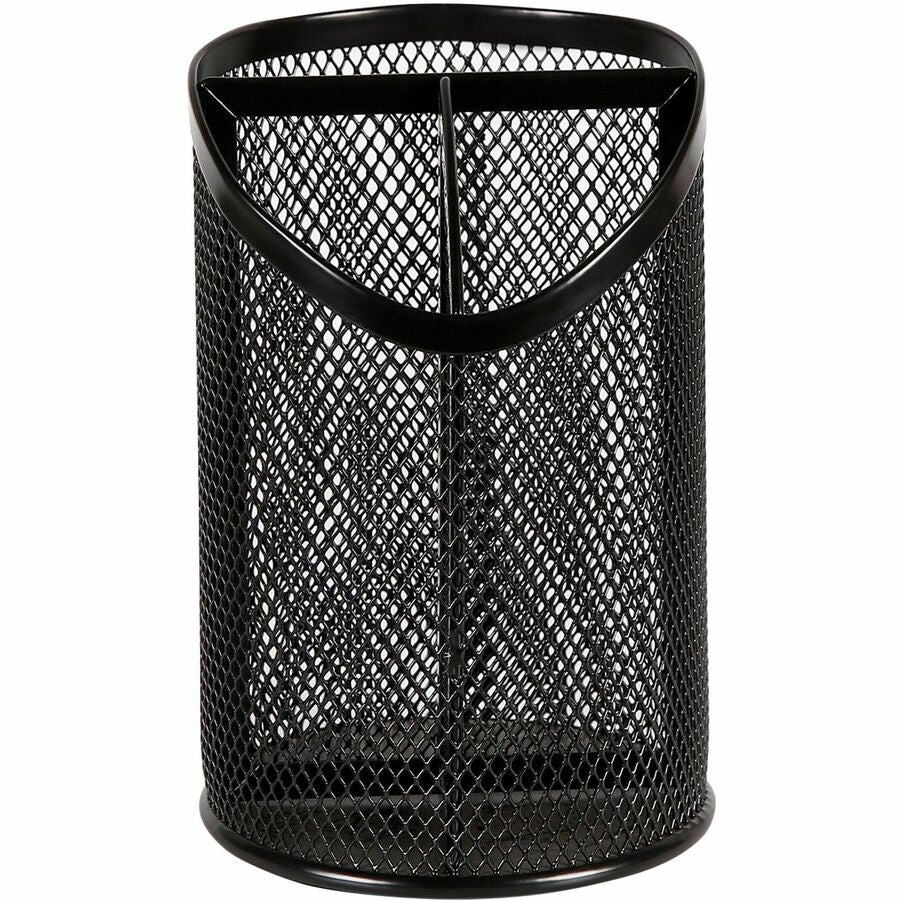 Lorell Mesh Desktop Organizer - 6.1" Height x 4.1" Width4.1" Length%Desktop - Black - Metal - 1 Each
