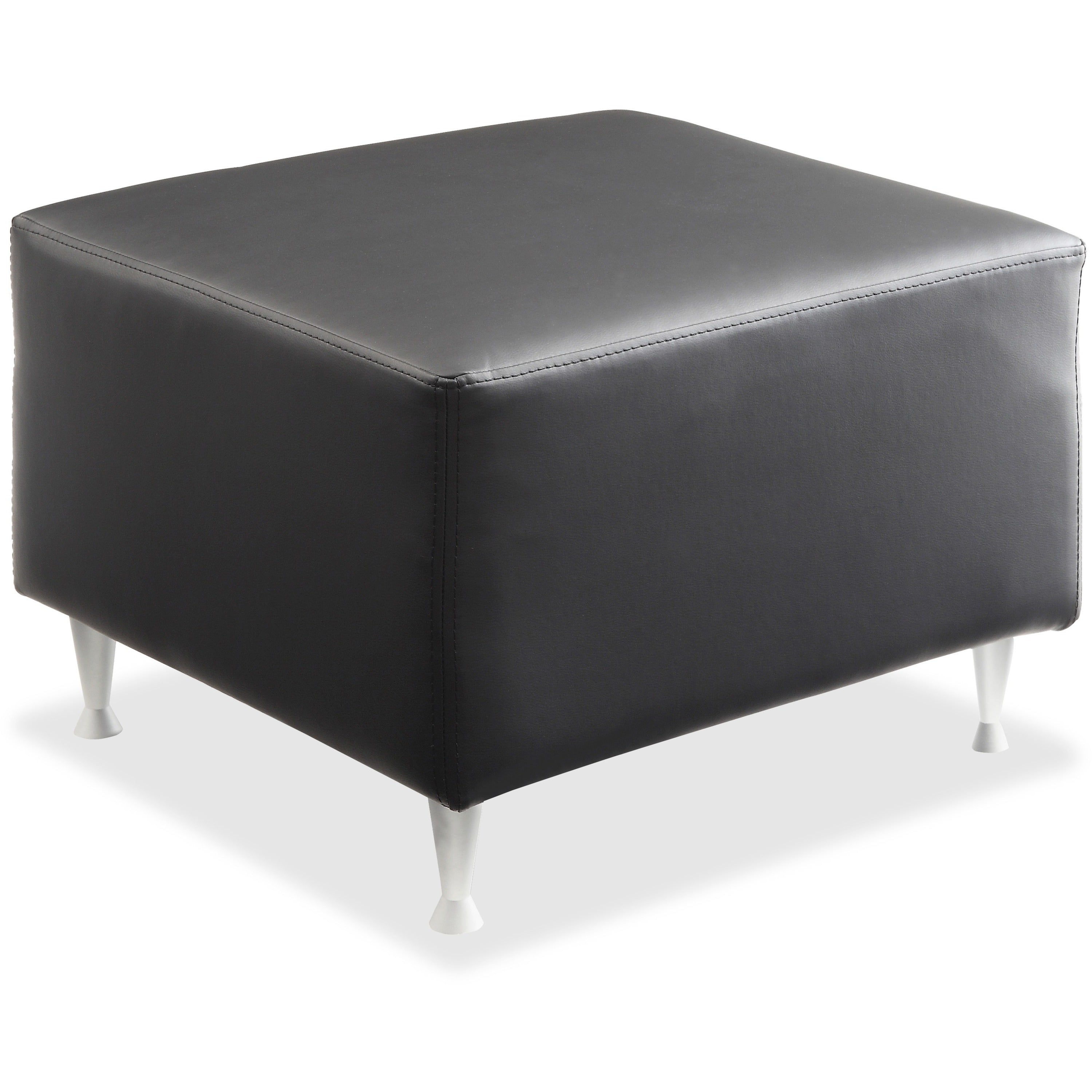 lorell-fuze-modular-series-lounge-bench-four-legged-base-black-leather-aluminum-1-each_llr86920 - 1