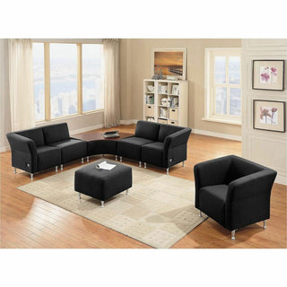 Lorell Fuze Modular Series Lounge Connector Unit - Four-legged Base - Black - Mahogany, Leather, Aluminum - 1 Each