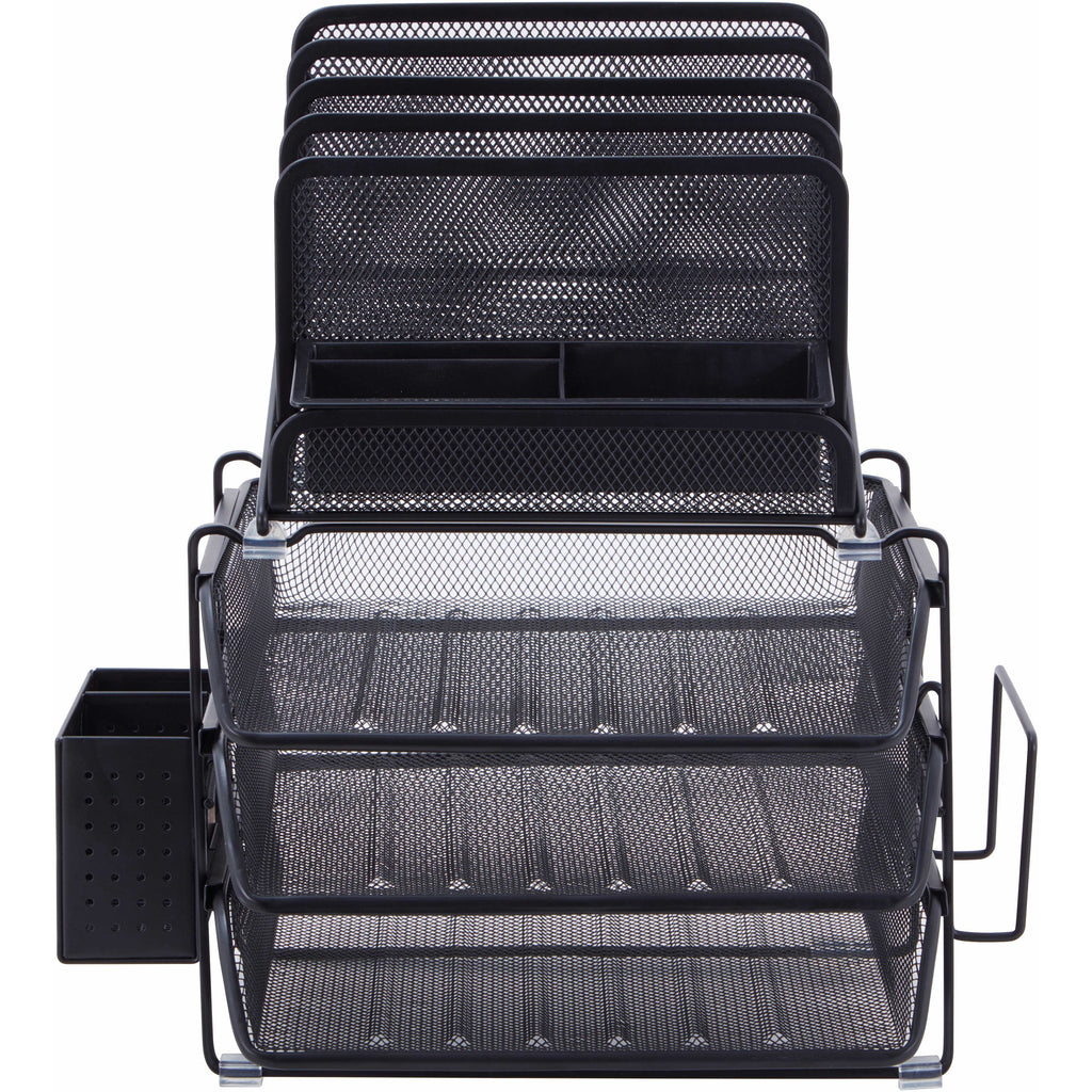 lorell-divided-4-tier-desktop-organizer-4-tiers-158-height-x-129-width-x-144-depthdesktop-black-plastic-mesh-1-each_llr95251 - 2