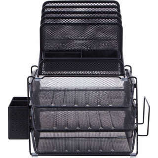 lorell-divided-4-tier-desktop-organizer-4-tiers-158-height-x-129-width-x-144-depthdesktop-black-plastic-mesh-1-each_llr95251 - 2
