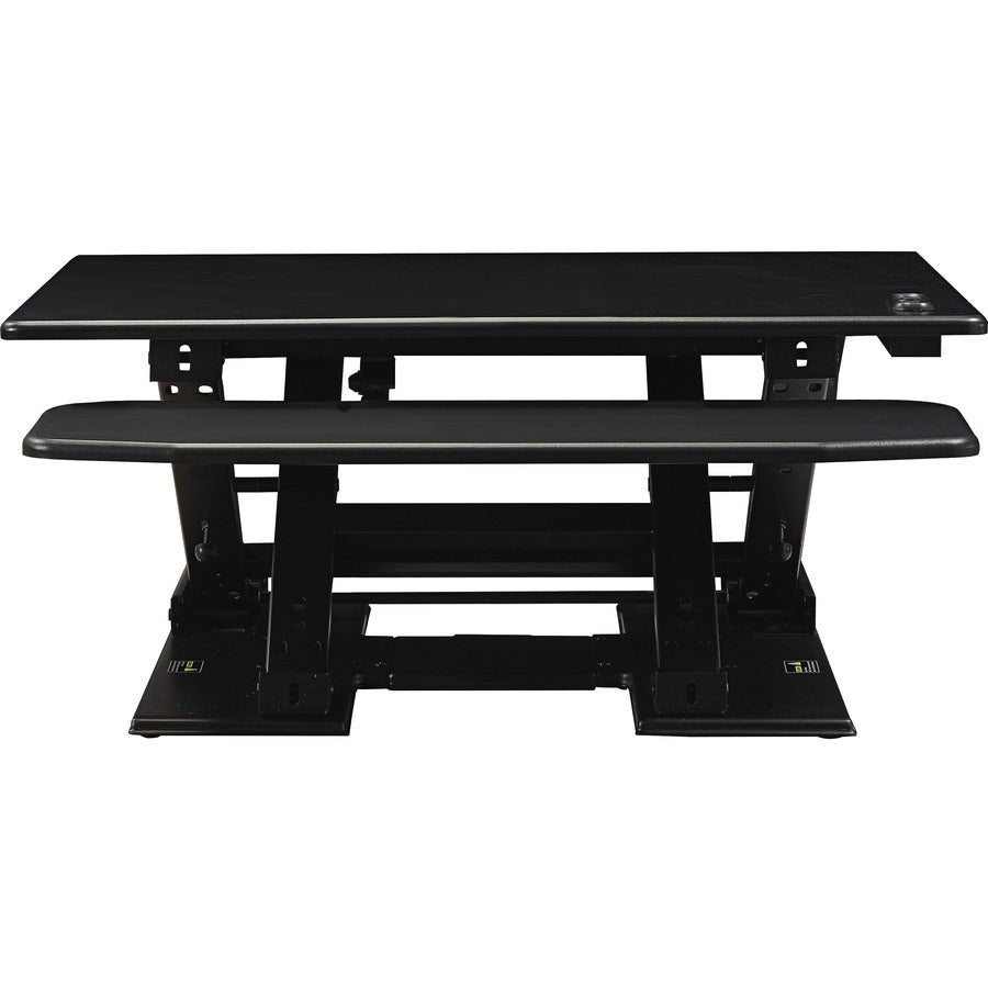 Lorell Electric Desk Riser with Keyboard Tray - Up to 33" Screen Support - Flat Panel Display Type Supported - 17.1" Height x 28.8" Width x 35.8" Depth - Desktop - Aluminum - Black