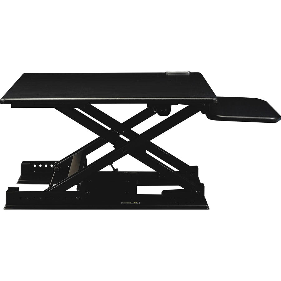 Lorell Electric Desk Riser with Keyboard Tray - Up to 33" Screen Support - Flat Panel Display Type Supported - 17.1" Height x 28.8" Width x 35.8" Depth - Desktop - Aluminum - Black