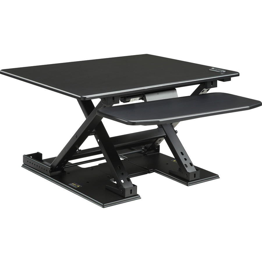 lorell-electric-desk-riser-with-keyboard-tray-up-to-33-screen-support-flat-panel-display-type-supported-171-height-x-288-width-x-358-depth-desktop-aluminum-black_llr99552 - 5