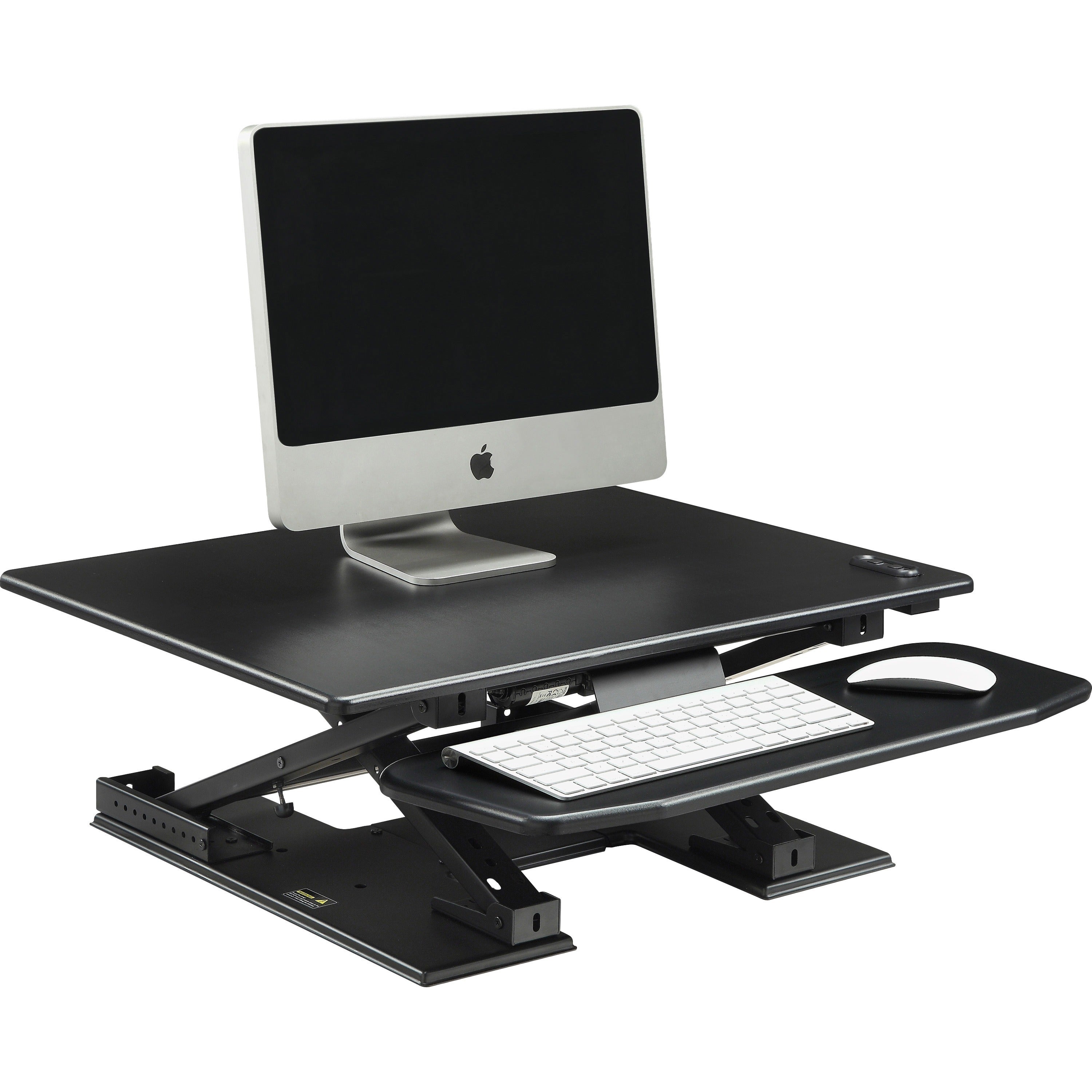lorell-electric-desk-riser-with-keyboard-tray-up-to-33-screen-support-flat-panel-display-type-supported-171-height-x-288-width-x-358-depth-desktop-aluminum-black_llr99552 - 1