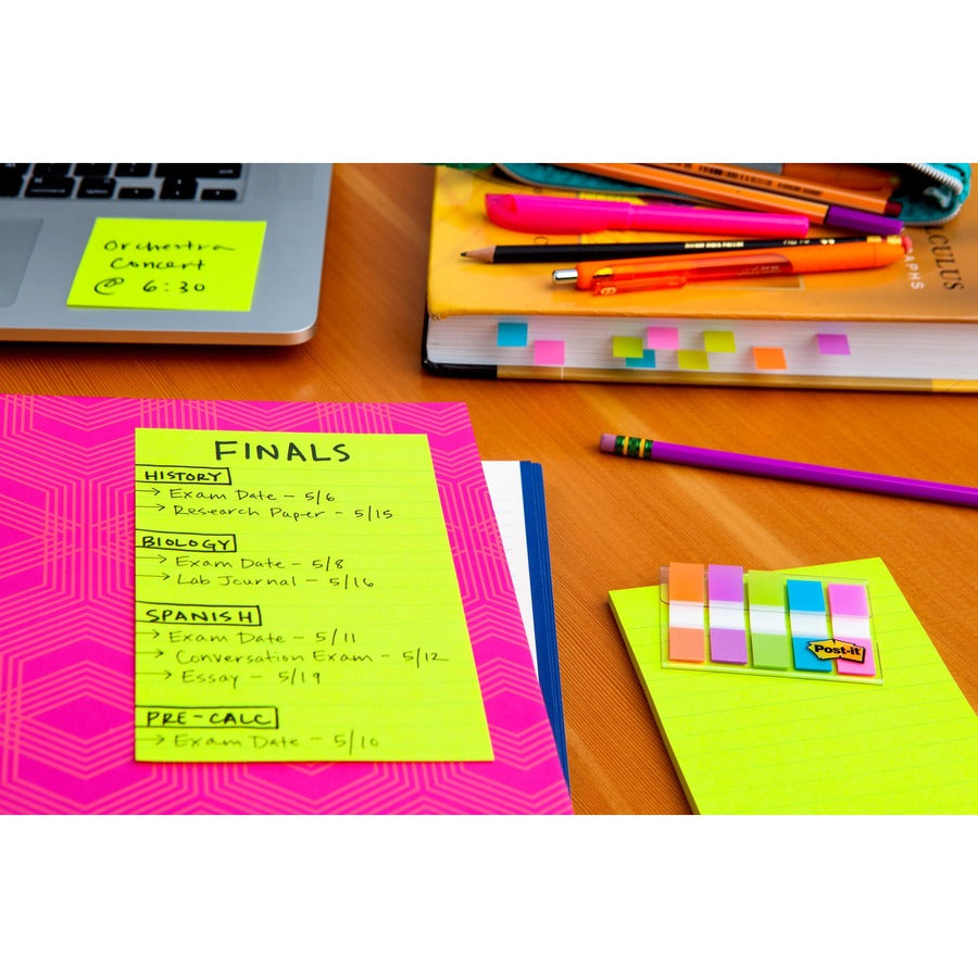 Post-it Notes Original Notepads - Poptimistic Color Collection - 4" x 6" - Rectangle - 100 Sheets per Pad - Ruled - Power Pink, Neon Green, Aqua, Neon Orange, Guava Pink - Self-adhesive, Self-stick - 5 / Pack - 7