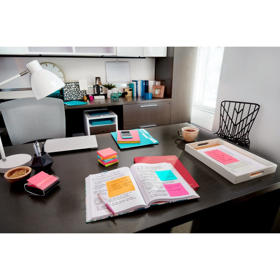 Post-it Notes Original Notepads - Poptimistic Color Collection - 4" x 6" - Rectangle - 100 Sheets per Pad - Ruled - Power Pink, Neon Green, Aqua, Neon Orange, Guava Pink - Self-adhesive, Self-stick - 5 / Pack