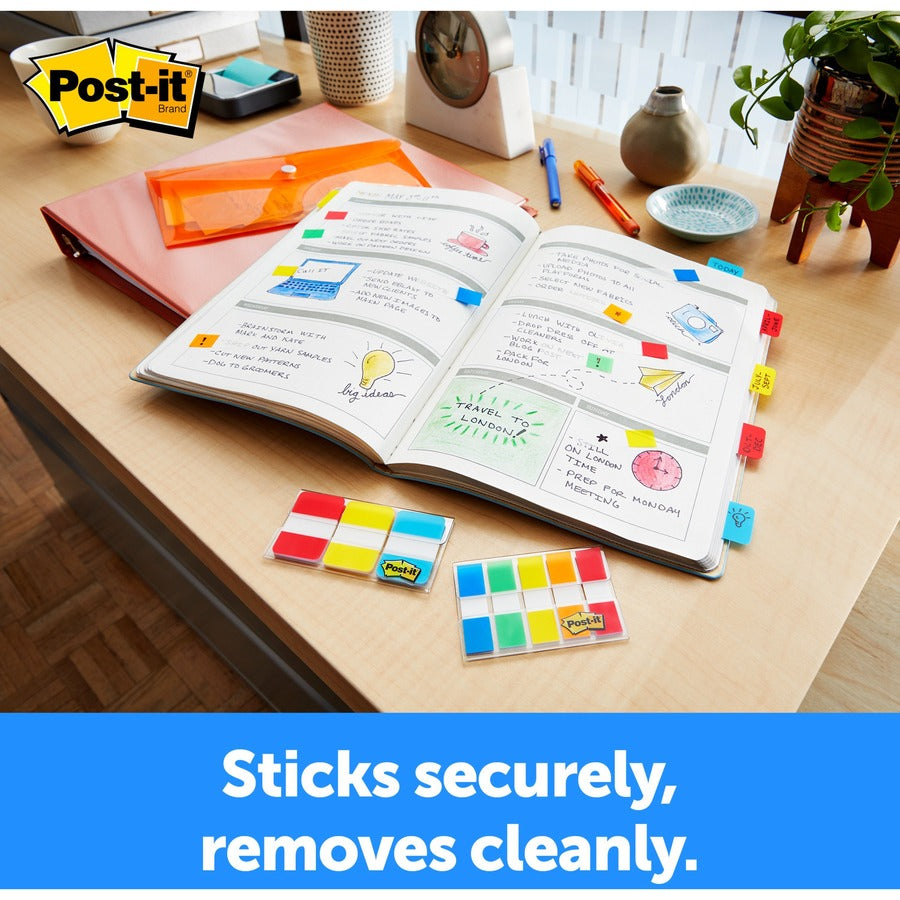 Post-it Easy Dispenser Tabs - 40 Tab(s)0.63" Tab Width - Self-adhesive - Yellow, Red, Green, Blue Tab(s) - 40 / Pack