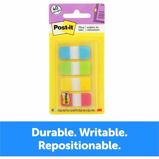 Post-it Easy Dispenser Tabs - 40 Tab(s)0.63" Tab Width - Self-adhesive - Yellow, Red, Green, Blue Tab(s) - 40 / Pack