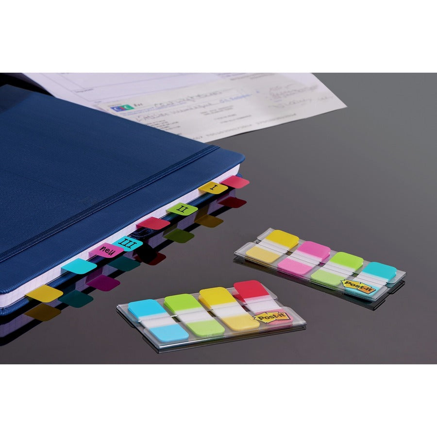 Post-it Easy Dispenser Tabs - 40 Tab(s)0.63" Tab Width - Self-adhesive - Yellow, Red, Green, Blue Tab(s) - 40 / Pack