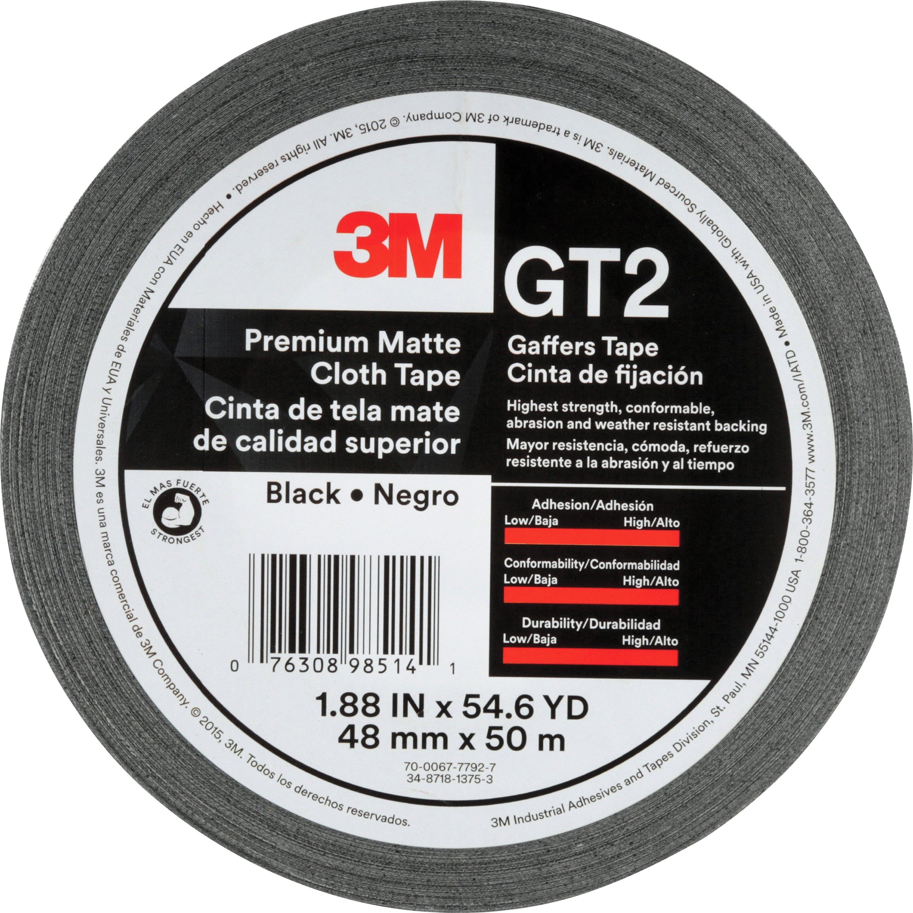 3m-gaffers-cloth-tape-5460-yd-length-x-190-width-11-mil-thickness-vinyl-1-roll-black_mmmgt2 - 1